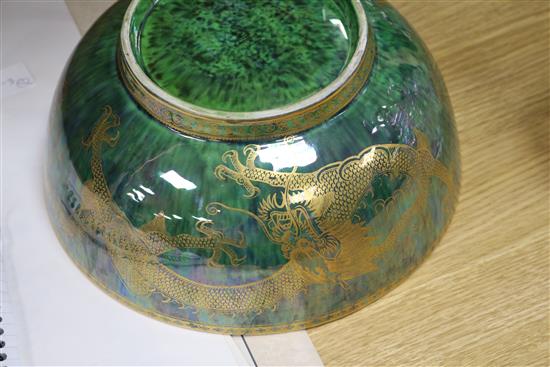 A green dragon lustre bowl